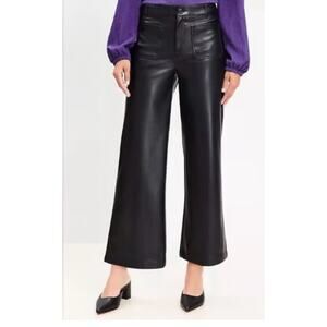 LOFT Faux Leather Wide Leg Crop Pants Size 6 High Rise Modern Minimal Chic